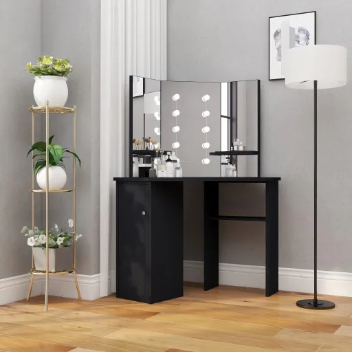 Toucador de Canto com LED 111x54x141,5 cm Preto