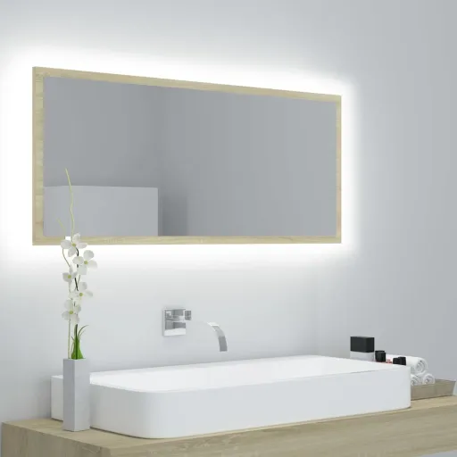 Espelho Casa Banho c/ LED 100x8,5x37cm Acrílico Carvalho Sonoma