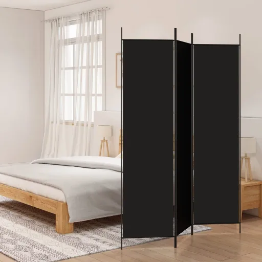 Biombo/Divisória com 3 Painéis 150x200 cm Tecido Preto