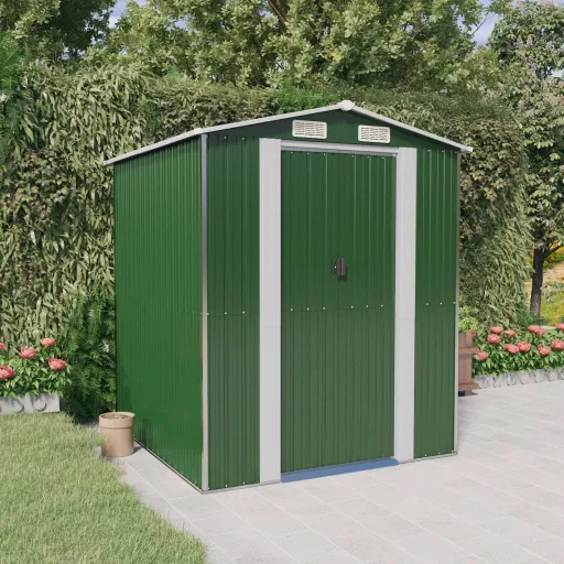 Abrigo de Jardim 192x191x223 cm Aço Galvanizado Verde