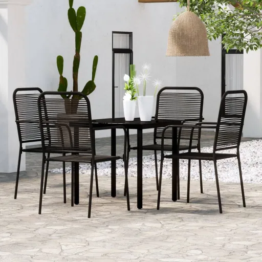Conjunto de Jantar para Jardim Preto (5 pcs)