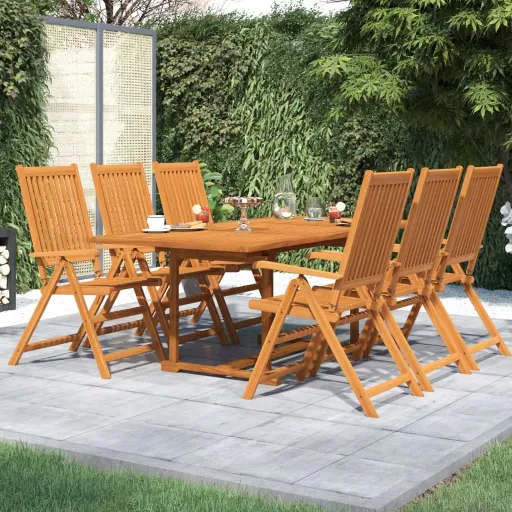 Conjunto de Jantar para Jardim Madeira de Acácia Maciça 150-200 cm (7 pcs)