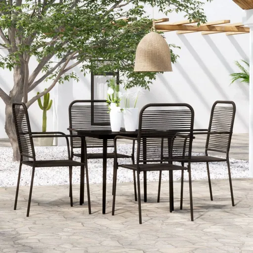 Conjunto de Jantar para Jardim Preto (5 pcs)