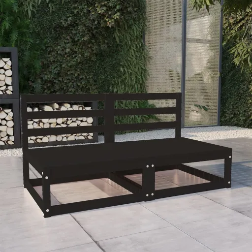 Sofá de 2 Lugares para Jardim Pinho Maciço Preto