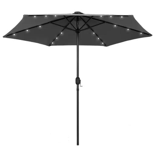 Guarda-Sol Jardim c/ Luzes LED/Poste Alumínio 270 cm Antracite