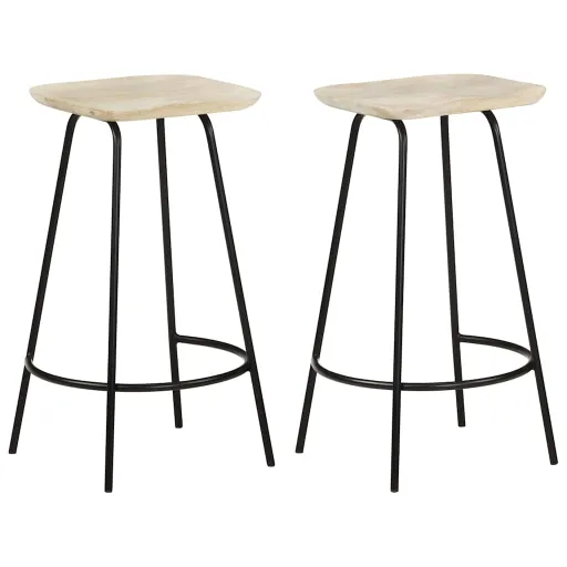 Bancos de Bar   Madeira de Mangueira Maciça (2 pcs)
