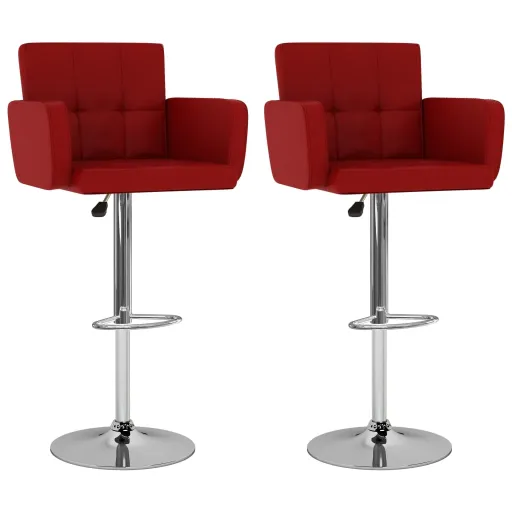 Bancos de Bar   Couro Artificial Vermelho Tinto (2 pcs)