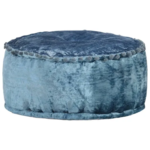 Pufe Redondo 40x20 cm Veludo Azul