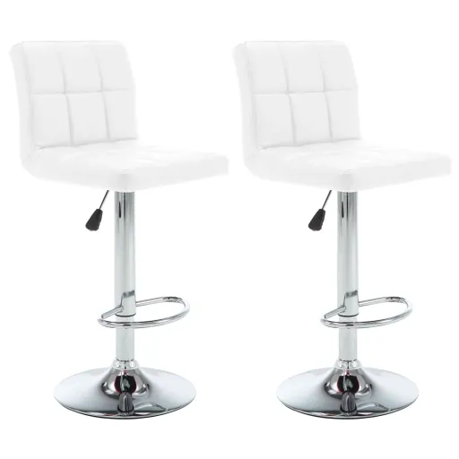 Bancos de Bar   Couro Artificial Branco (2 pcs)