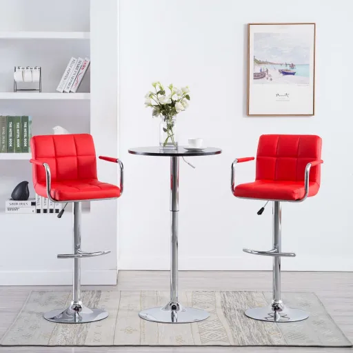 Bancos de Bar   Couro Artificial Vermelho (2 pcs)