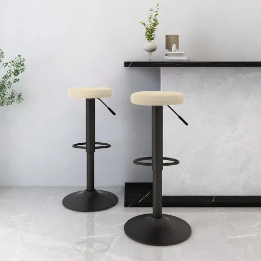 Bancos de Bar   Veludo Creme (2 pcs)