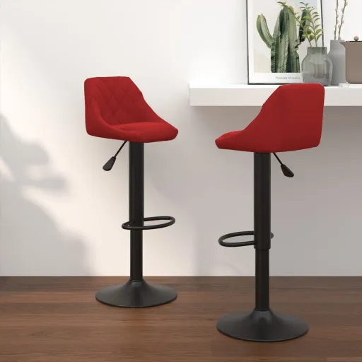 Bancos de Bar   Veludo Vermelho Tinto (2 pcs)