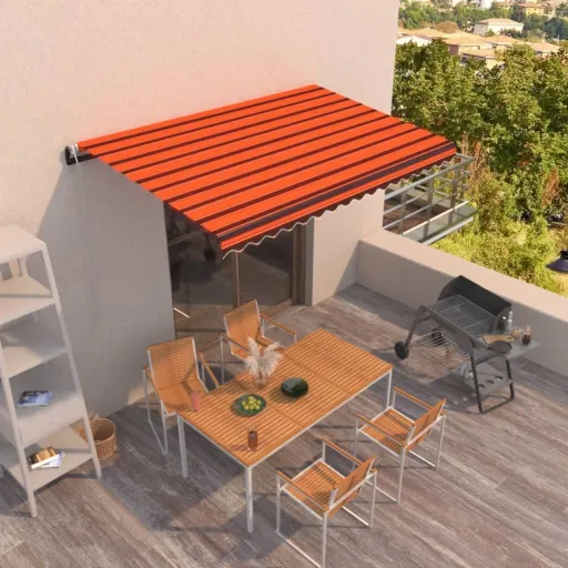 Toldo Retrátil Automático 450x350 cm Laranja e Castanho
