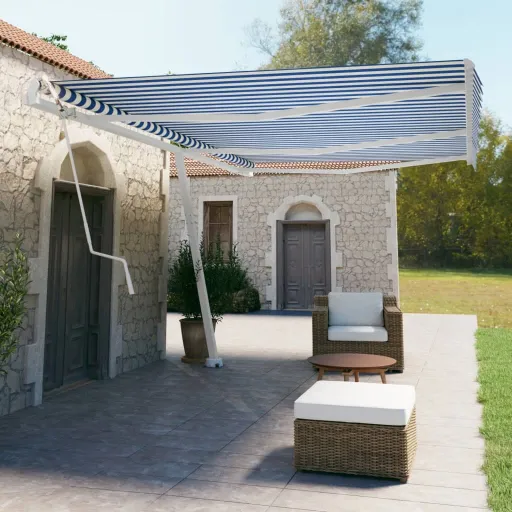 Toldo Automático Independente 600x350 cm Azul e Branco