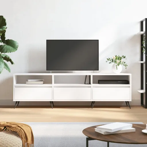 Móvel de TV 150x30x44,5 cm Derivados de Madeira Branco