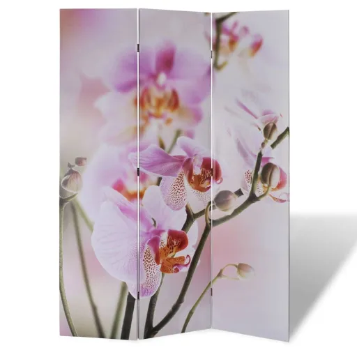 Biombo Dobrável com Estampa de Flores 120x170 cm
