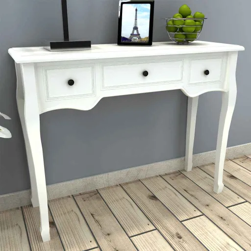 Toucador/Mesa Consola com Três Gavetas Branco