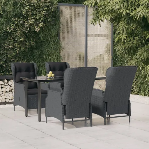 Conjunto de Jantar p/ Jardim Vime PE Cinzento-Escuro (5 pcs)