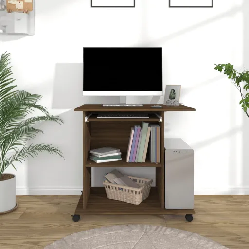 Mesa Computador 80x50x75 cm Derivados Madeira Carvalho Castanho