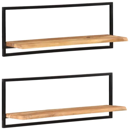 Prateleiras de Parede   100x24x35 cm Acácia Maciça e Aço  (2 pcs)