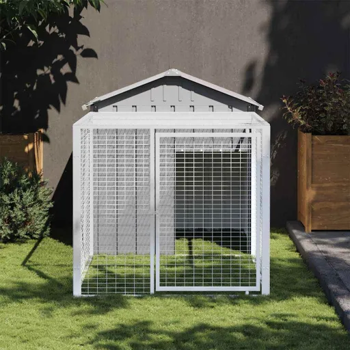 Gaiola para Galinhas com Corredor Cinza Claro 117x201x123 cm Aço Galvanizado