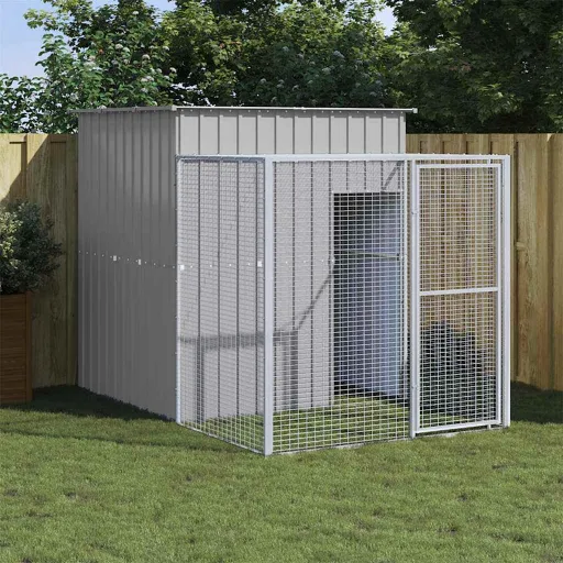 Galinheiro com Anexo 165x251x181 cm Aço Galvanizado Cinza-Claro
