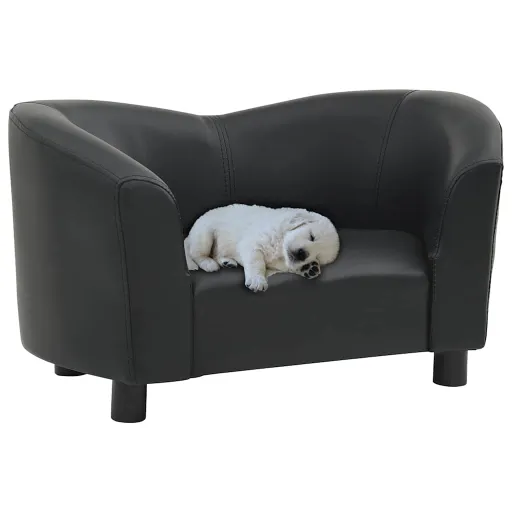 Sofá para Cães 67x41x39 cm Couro Artificial Preto