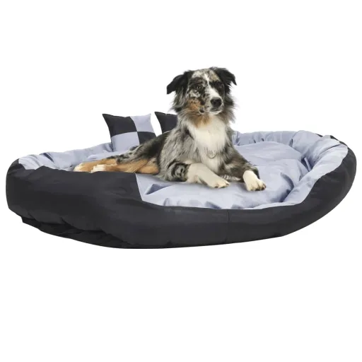 Almofadão p/ Cães Reversível e Lavável 150x120x25cm Cinza/Preto