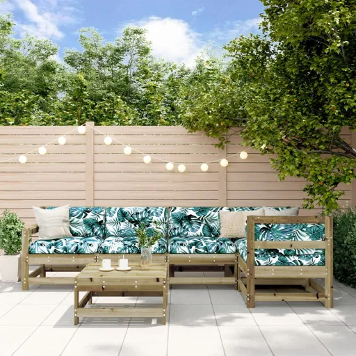 Conjunto Lounge de Jardim c/ Almofadões Pinho Impregnado (6 pcs)