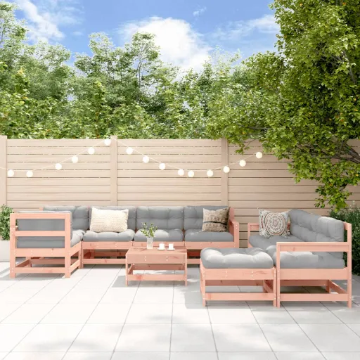 Conj. Lounge Jardim c/ Almofadões Madeira Douglas Maciça (10 pcs)