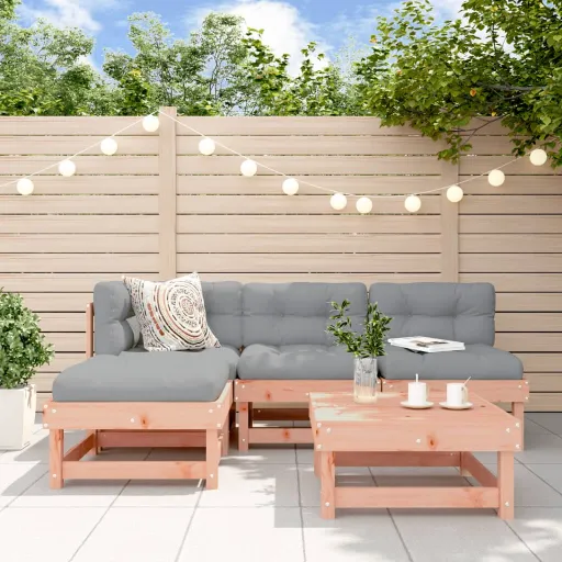 Conj. Lounge Jardim com Almofadões Madeira Douglas Maciça (5 pcs)