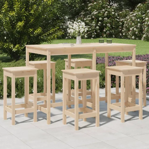 Conjunto de Bar para Jardim Pinho Maciço (7 pcs)