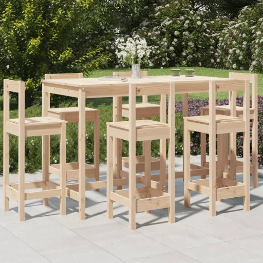 Conjunto de Bar para Jardim Pinho Maciço (7 pcs)