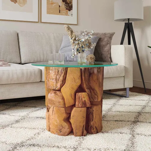 Mesa de Centro 60 cm Madeira Flutuante de Teca Maciça