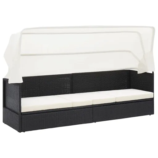 Sofá de Jardim com Toldo Vime Preto