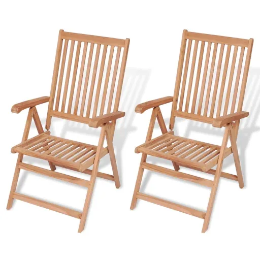 Cadeiras de Jardim Reclináveis   Madeira Teca Maciça (2 pcs)