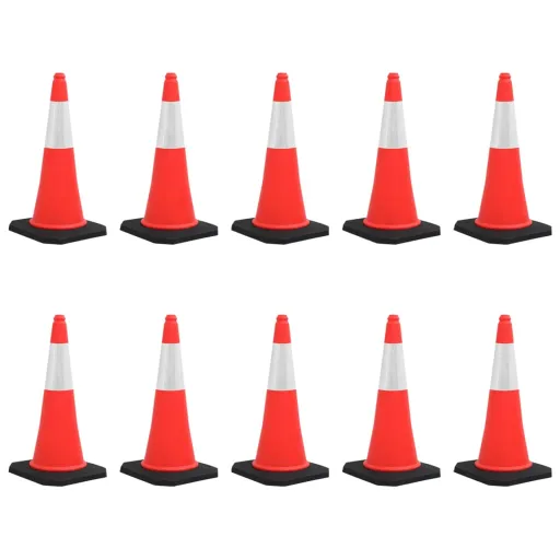 Cones de Sinalização Refletores com Bases Pesadas   75 cm (10 pcs)