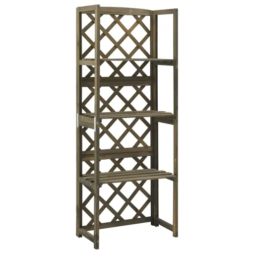 Treliça com Prateleiras 55x30x140 cm Abeto Maciço Cinzento