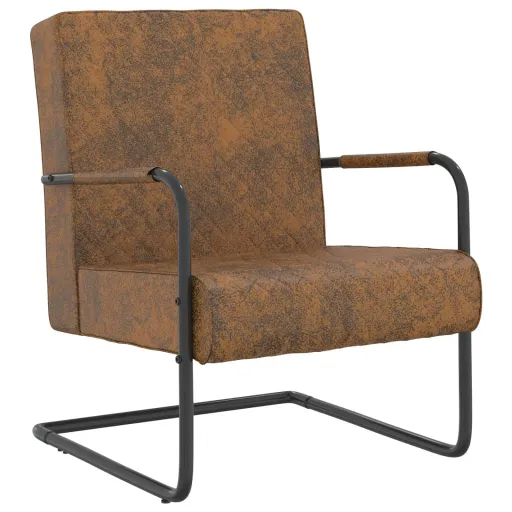 Cadeira Cantilever Tecido Castanho