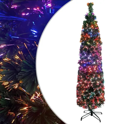 Árvore de Natal Artificial Fina c/ Suporte 120 cm Fibra Ótica