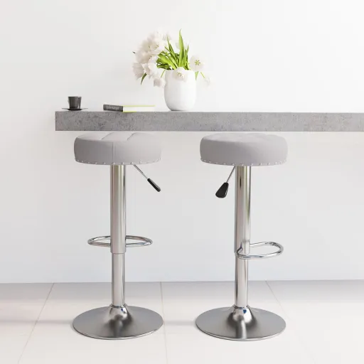 Bancos de Bar   Tecido Cinzento (2 pcs)