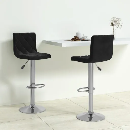 Bancos de Bar   Veludo Preto (2 pcs)