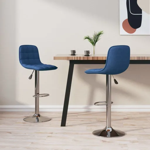 Bancos de Bar   Tecido Azul (2 pcs)
