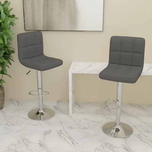 Bancos de Bar   Tecido Cinzento-Escuro (2 pcs)