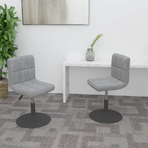 Cadeiras de Jantar Giratórias   Veludo Cinzento-Claro (2 pcs)