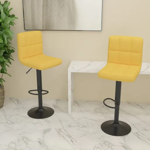Bancos de Bar   Tecido Amarelo Mostarda (2 pcs)