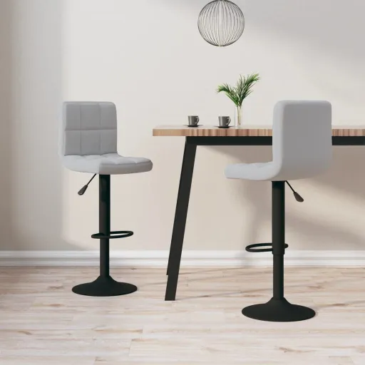 Bancos de Bar   Veludo Cinzento-Claro (2 pcs)
