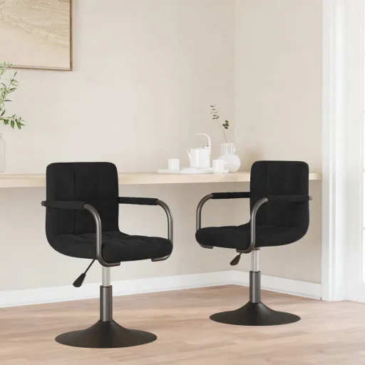 Cadeiras de Jantar Giratórias   Veludo Preto (2 pcs)