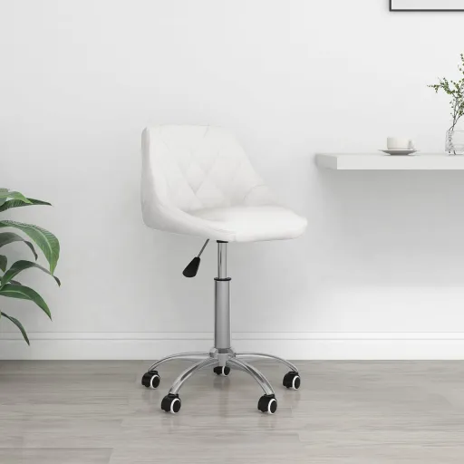 Cadeira de Escritório Giratória Couro Artificial Branco