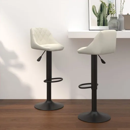 Bancos de Bar   Veludo Creme (2 pcs)